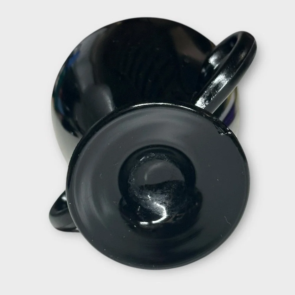 Hazel Atlas Ovide Black Open Sugar Bowl Double Handle Depression Glass 1930-1935
